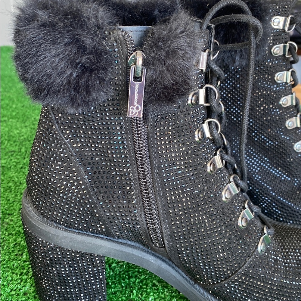 Jessica Simpson Women’s Deliah Rhinestone Booties –Black Size 7M (EU 37.5) H-10 - Picture 10 of 12